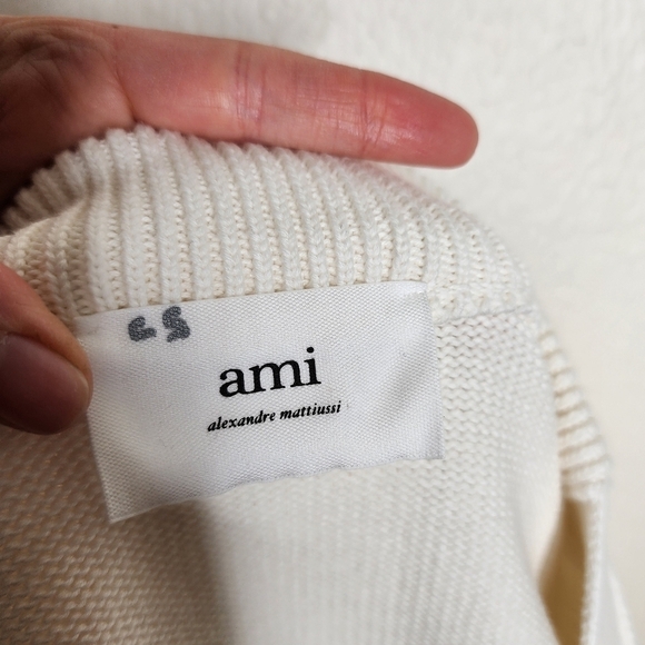 Ami Paris Ami De Coeur Intarsia-Logo Cardigan Sweater L - Picture 5 of 9